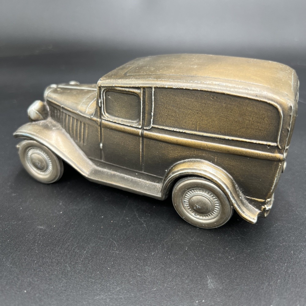 1934 Ford Delivery 1974 Banthrico Chicago Coin Bank Rare Vintage Brass Bronze
